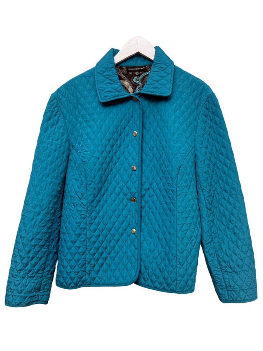 BRIGGS Quilted Jacket Womens Plus Size 18W Teal Blue Barn Coat Preppy Casual